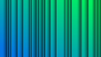 Glowing blue green thick geometric stripes background with soft shadow effect in vertical straight concept.