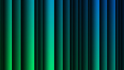 Glowing blue green thick geometric stripes background with dark shadow effect in vertical straight concept.
