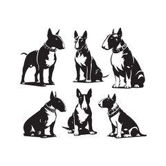 Loyal Companions: Bull Terrier Silhouette Collection Illustrating the Loyalty and Devotion of These Wonderful Dogs - Bull Terrier Illustration - Bull Terrier Vector - Dog Silhouette
