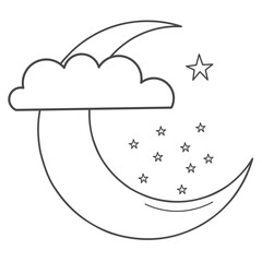 islamic moon line art vector