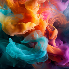 Abstract swirls of smoke in various colors.