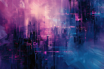 Digital Cyber Security microelectronics background image dark violet blue pink colors