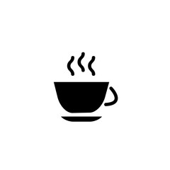 Hot morning coffee isolated flat vector icon. Cup glyph solid symbol.