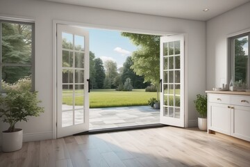 French doors to patio in cottage home