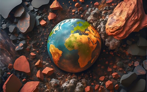 A collage of different natural Earth textures mixed in beautiful abstract background, 3d render, illustration generative ai