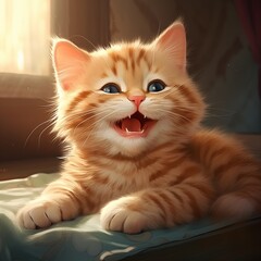 smiling cute cat photo ai generated