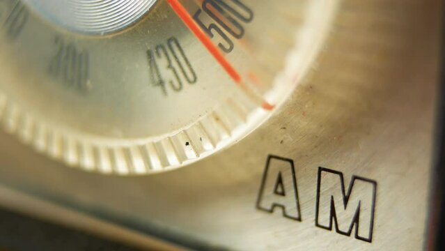 Vintage AM FM radio macro shot station frequency