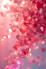 Glossy Hearts on Luminous Valentine Background