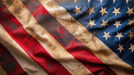 Vintage American Flag Artwork, Politics, USA Rustic Generative AI