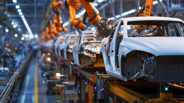 Electric Car Production Line, Innovative Manufacturing in a Modern Factory