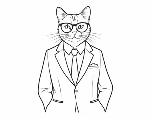 Cat in suit and glasses
