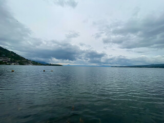 Lake Toba of North Sumatra Against Cloudy Sky.