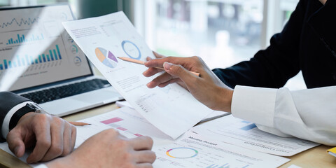 Diverse startup young people and partnership brainstorm while meeting project at meeting room