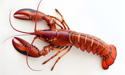 Lobster Isolated on White Background Overhead View