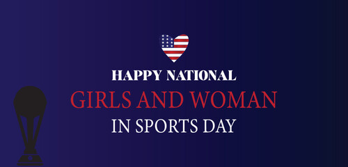 National Girls And Women In Sports Day Text Design - obrazy, fototapety, plakaty