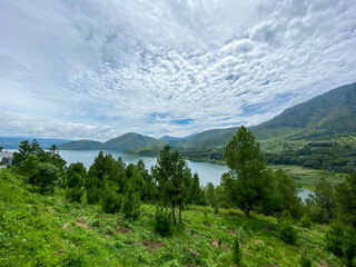 Cloudy Sky Against The Lake. Lake Toba taken from Sibea-bea hills, North Sumatra.