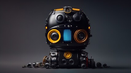 A Cute Motorcycle Parts Robot, Boasting Sporty Colors, Luxurious Elegance, and a Captivating Bokeh...