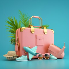 suitcase with travel bags