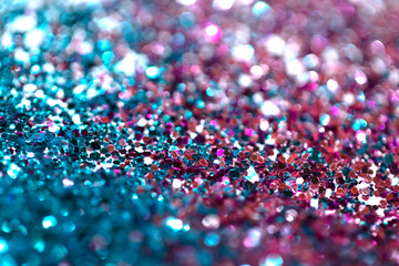 Sparkling Glitter on White Background Bokeh Abstract Close Up