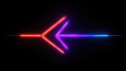 A bright neon arrow points forward against a solid black background.