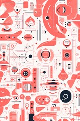 Salmon abstract technology background using tech devices and icons 