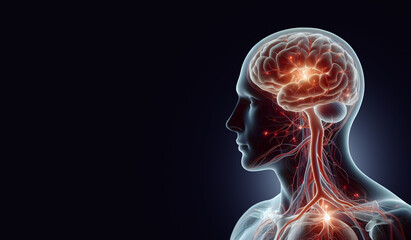 human brain on black background. AI Generative