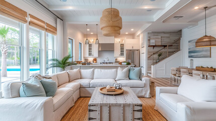 Luxurious Living Room Retreat. Home Harmony. Coastal Apartment