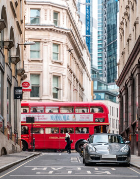 London - 02 March 2019 - Red Bus and Central London Street Scene, London UK
