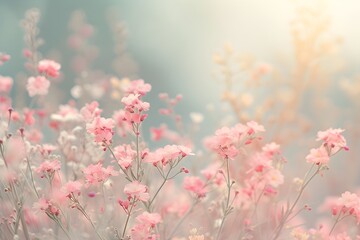 Naklejka premium Pink Wildflowers Blooming Gentle Valentine's Day Card