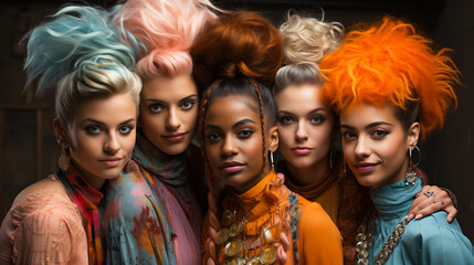 Crazy Hair Clan.  Quirky Hairstyle Ensemble..