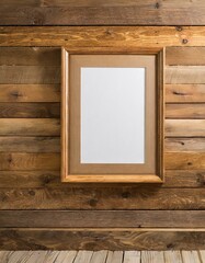 Fototapeta premium wooden picture frame on wall