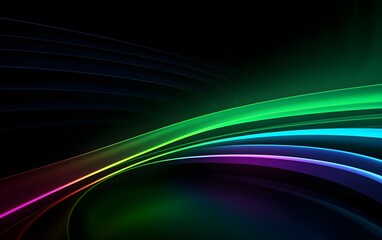 3d render, abstract geometric wallpaper of rainbow neon lines sliding down, green glowing lines 