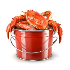 Bucket of red king crab i with cooked claws, prepared gourmet seafood meal