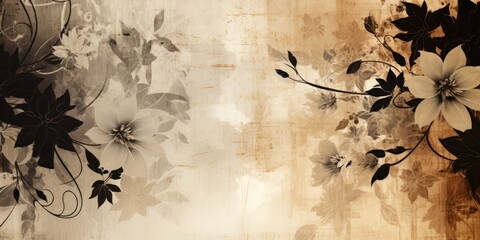 sepia abstract floral background with natural grunge texture