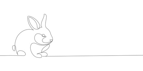 easter bunny one continous line art vector illustration