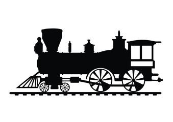 Fototapeta premium Black and white train image in illustrator on a white background