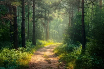 Foto op Canvas Artistic conception of beautiful landscape painting of nature of forest, background illustration, tender and dreamy design. © Ahtesham