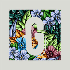 floral monogram alphabet illustration. vector design