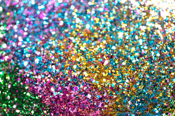 Sparkling Glitter on White Background Bokeh Abstract Close Up