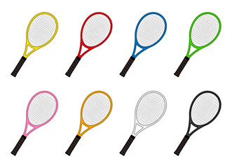 8色のテニスラケットセット