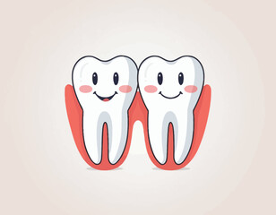 Cartoon flat illustration of a sick tooth. Kawaii sad tooth. Vector illustration 