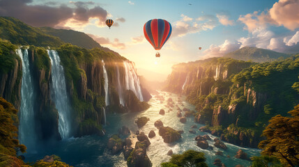 Hot Air Balloon Over Nature