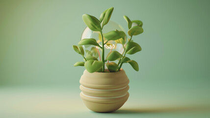 3d light bulb with plant inside, eco concept, Natural energy concept.