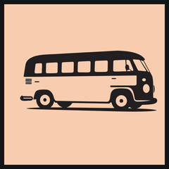 Black Silhouette Bus Vector Image , Public Transport Bus Vector Illustration, Bus Icon
