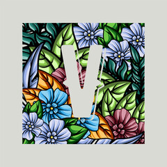 floral monogram alphabet illustration. vector design