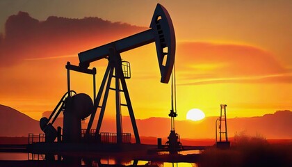 oil pump in sunset