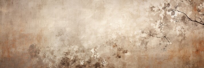 Obraz na płótnie Canvas taupe abstract floral background with natural grunge texture