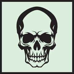 Human Black Skull Silhouette Vector Hand Drawn, Face Skull Icon
