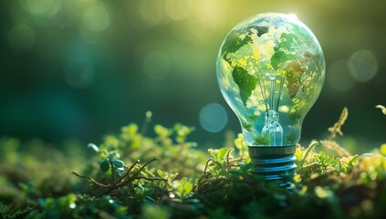 light bulb on green background