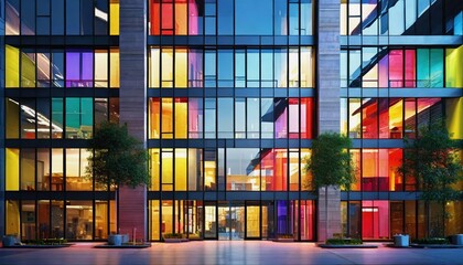colored windows on a building 